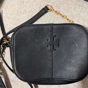 Tory Burch Black Crossbody Bag with Gold Accents